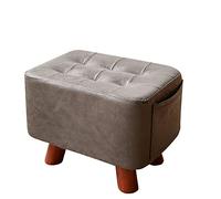 IUBGFTO Tabouret Ottoman en Cuir, Petit Banc en Bois, pour Changer de Chaussures, Repose-Pieds, extérieur, décoration Simple, Salon, entrée, Tabouret à Chaussures (Marron)