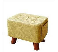 IUBGFTO Tabouret Ottoman en Cuir, Petit Banc en Bois, pour Changer de Chaussures, Repose-Pieds, extérieur, décoration Simple, Salon, entrée, Tabouret à Chaussures (Jaune)