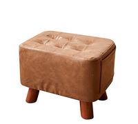 IUBGFTO Tabouret Ottoman en Cuir, Petit Banc en Bois, pour Changer de Chaussures, Repose-Pieds, extérieur, décoration Simple, Salon, entrée, Tabouret à Chaussures (Marron Clair)