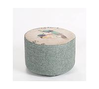 IUBGFTO Tabouret Ottoman Rond en Tissu de Lin Doux avec Pieds en Plastique antidérapants, décoration Cadeau pour Bureau, Salon, Tabouret à Chaussures (Paon)