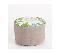 IUBGFTO Tabouret Ottoman Rond en Tissu de Lin Doux avec Pieds en Plastique antidérapants, décoration Cadeau pour Bureau, Salon, Tabouret à Chaussures (Feuilles Vertes)