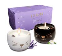 iubihome - Bougies Décoratives Originales en Forme de Chat, Coffret de 2 Bougies Parfumées Cadeau pour Decoration Maison o Salon