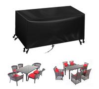 IUCUHE Housse De Protection Salon De Jardin 400cm Housse Table Exterieur 400x150x95cm/Longueur x Largeur x Hauteur Bache pour Table De Jardin Carrée,avec Cordon De Serrage & Boucle Coupe-Vent -Noir
