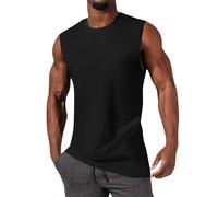 iudam Débardeur en coton pour homme - Sans manches - Pour la gym et le sport - Maillot de corps - T-shirt de fitness à bretelles - T-shirt pour homme, Noir (004), XL