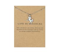 IUDWCG 1 Pièce Collier licorne pour fille, collier pour fille, cadeau d'anniversaire idéal - Life is Magic (Silver)