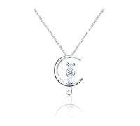 IUDWCG 1Pcs collier pendentif chat en cristal pour femme, colliers délicats pour femme, collier chaîne en argent clavicule diamant scintillant pour femme bijoux fantaisie - Love Cats