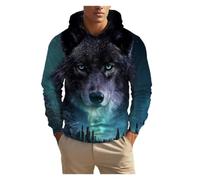 IUERVPS 3D Unisex Clothing Print Men's Fashion Animal Wolf Hoodies Top Autumn Fashion Casual Long Sleeved Pullover Oversized Sweatshirts(LMC04K2024111Z8,S)
