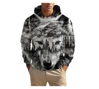 IUERVPS 3D Unisex Clothing Print Men's Fashion Animal Wolf Hoodies Top Autumn Fashion Casual Long Sleeved Pullover Oversized Sweatshirts(LMC04K2024111Z1,M)