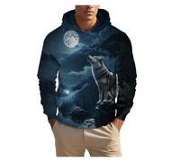 IUERVPS 3D Unisex Clothing Print Men's Fashion Animal Wolf Hoodies Top Autumn Fashion Casual Long Sleeved Pullover Oversized Sweatshirts(LMC04K2024111YW,L)