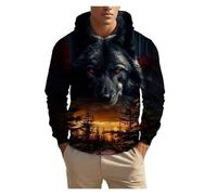 IUERVPS 3D Unisex Clothing Print Men's Fashion Animal Wolf Hoodies Top Autumn Fashion Casual Long Sleeved Pullover Oversized Sweatshirts(LMC04K2024111YX,M)