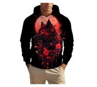 IUERVPS 3D Unisex Clothing Print Men's Fashion Animal Wolf Hoodies Top Autumn Fashion Casual Long Sleeved Pullover Oversized Sweatshirts(LMC04K2024111Z3,L)