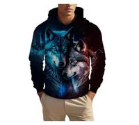 IUERVPS 3D Unisex Clothing Print Men's Fashion Animal Wolf Hoodies Top Autumn Fashion Casual Long Sleeved Pullover Oversized Sweatshirts(LMC04K2024111YU,3XL)