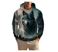 IUERVPS 3D Unisex Clothing Print Men's Fashion Animal Wolf Hoodies Top Autumn Fashion Casual Long Sleeved Pullover Oversized Sweatshirts(LMC04K2024111Z5,XL)