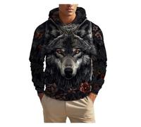 IUERVPS 3D Unisex Clothing Print Men's Fashion Animal Wolf Hoodies Top Autumn Fashion Casual Long Sleeved Pullover Oversized Sweatshirts(LMC04K2024111Z7,S)