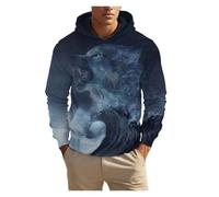 IUERVPS 3D Unisex Clothing Print Men's Fashion Animal Wolf Hoodies Top Autumn Fashion Casual Long Sleeved Pullover Oversized Sweatshirts(LMC04K2024111YV,XL)
