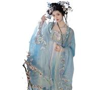 IUERVPS Costume Tang Hanfu chinois for femmes, danse traditionnelle, costume de fée, princesse ancienne, broderie délicate, ensemble de robe Cosplay, printemps été(Blue,S)