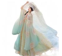 IUERVPS Robe de princesse traditionnelle chinoise Hanfu vintage for femme, tenue de danse verte(Powdery White-blue,L)