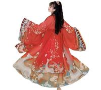IUERVPS Robe de princesse traditionnelle chinoise Hanfu vintage for femme, tenue de danse verte(Red,M)