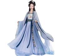 IUERVPS Robe et jupe brodées traditionnelles chinoises de la dynastie Tan for femmes(Blue,XS)