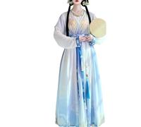 IUERVPS Robe Hanfu chinoise for femme, costume traditionnel confortable et respirant for spectacle de danse(Blue,L)