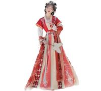 IUERVPS Robe Hanfu chinoise for femme, costume traditionnel confortable et respirant for spectacle de danse(Red,M)