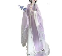 IUERVPS Robe Hanfu traditionnelle chinoise for femmes, élégante, violette, style Wei-Jin, fluide, manches larges, brodée, ensemble complet for Festival, Cosplay, photographie(Purple 3pcs set,XS)