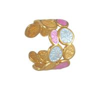 Iuhtrb Anneaux ouverts circulaires uniques à deux couches réglables en acier inoxydable bijoux pour elle accessoire de mode tendance polyvalent déclaration irrégulière, taille unique, Comme décrit