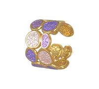 Iuhtrb Anneaux ouverts circulaires uniques à deux couches réglables en acier inoxydable bijoux pour elle accessoire de mode tendance polyvalent déclaration irrégulière, taille unique, Comme décrit