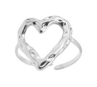 Iuhtrb Bague ouverte et réglable en forme de cœur - En acier inoxydable - Pour couple - Accessoire de bijoux ouvert