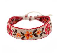 Iuhtrb Bracelet d'amitié en corde tressée brodée de fleurs de fraises faites à la main - Bijoux brodés - Accessoire de bijoux mignon - Bracelet réglable, taille unique, Comme décrit