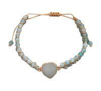 Iuhtrb Bracelet de yoga réglable tissé à la main en forme de cœur avec pierres précieuses spirituelles, accessoire d'équilibrage d'énergie, accessoire de yoga en pierre tressée