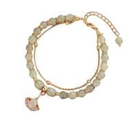 Iuhtrb Bracelet élégant double couche unique double couche avec motif feuille d'abricot pour femme