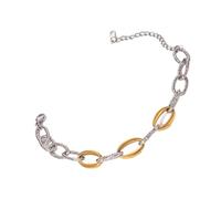 Iuhtrb Bracelet élégant en acier inoxydable à deux tons - Longueur réglable - Pour un usage quotidien - Double ton, taille unique, Comme décrit