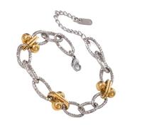 Iuhtrb Bracelet élégant en acier inoxydable à deux tons - Longueur réglable - Pour un usage quotidien - Double ton, taille unique, Comme décrit