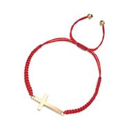 Iuhtrb Bracelet élégant en corde tressée réglable avec crucifix - Accessoire de mode - Bijoux de couple pour un usage quotidien
