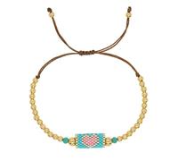 Iuhtrb Bracelet élégant tressé à la main avec perles en cristal et cuivre doré pour les créateurs de tendance