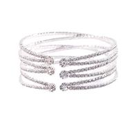 Iuhtrb Bracelet manchette multicouche avec strass pour femme - Tendance et réglable - Bijou de mariage élégant, taille unique, Comme décrit