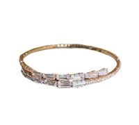 Iuhtrb Bracelet unique réglable en forme de feuille/nœud/fleur avec pierre de zirconium, bijou de poignet fait à la main, élégant pour femme, taille unique, Comme décrit