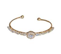 Iuhtrb Bracelet unique réglable en forme de feuille/nœud/fleur avec pierre de zirconium, bijou de poignet fait à la main, élégant pour femme, taille unique, Comme décrit