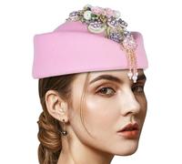 Iuhtrb Chapeau d'hôtesse de l'air des années 1920 en perles pour cocktail, fête, bal masqué, fête, événement formel