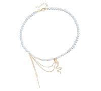 Iuhtrb Collier à breloques avec pendentif serpent en alliage texturé pour amoureux de la mode, bijoux d'anniversaire
