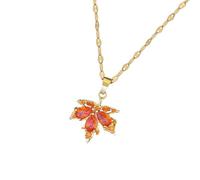 Iuhtrb Collier avec pendentif en forme de feuille d'érable avec motifs verts complexes pour les femmes tendance qui aiment la nature et collier tendance en forme de feuille d'érable