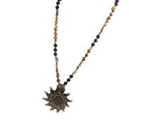 Iuhtrb Collier ethnique unique avec pendentif soleil de 8 mm en pierre naturelle et perles de verre pour les amateurs de mode, taille unique, Comme décrit, Comme décrit.