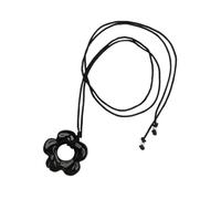 Iuhtrb Collier noir à cinq pétales de fleurs doux pêche ou cordon noir pour une touche d'élégance et d'individualité, bijoux de soirée, taille unique, Comme décrit, Comme décrit.
