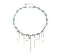 Iuhtrb Collier ras du cou moderne en cristal avec pierres précieuses contrastées et pendentif en forme de cœur pour un usage quotidien, collier de perles tendance à superposer