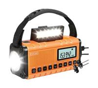 Iuhtrb Cranks De Main NOAA Émergencys Météo Radio Rechargeable 10000mAh Batterie USB C Chargers Clock Alarm Lampes Poche Lire La Lampe Survie Extérieure Radio