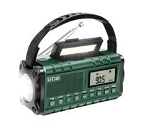 Iuhtrb Cranks De Main NOAA Émergencys Météo Radio Rechargeable 10000mAh Batterie USB C Chargers Clock Alarm Lampes Poche Lire La Lampe Survie Extérieure Radio