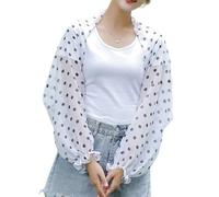 Iuhtrb Écharpe résistante au soleil et rafraîchissante, couvre-bras respirant avec motif tendance pour activités de plein air pour femmes, Pois blancs, taille unique