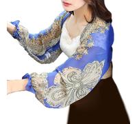 Iuhtrb Écharpe résistante au soleil et rafraîchissante, couvre-bras respirant avec motif tendance pour activités de plein air pour femmes, bleu marine, taille unique