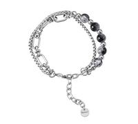 Iuhtrb Élégant bijou de poignet tendance en acier inoxydable avec perles à double couche